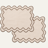 Placemats wavy beige/brown linen-blend - set of 2