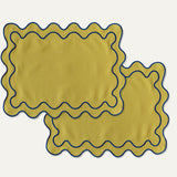 Placemats set wavy groen linnenmix