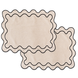 Placemats wavy beige linen-blend - set of 2