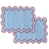 Placemats set wavy blauw linnenmix