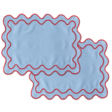 Placemats wavy blue linen-blend - set of 2