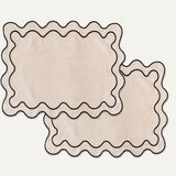 Placemats set wavy beige linnenmix