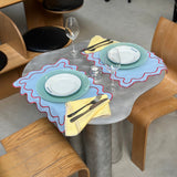 Placemats set wavy blauw linnenmix