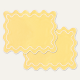 Placemats set wavy geel/wit linnenmix