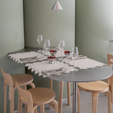 Placemats set wavy beige/groen linnenmix