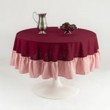 Tafelkleed rond ruffle cherry/roze