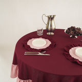 Tafelkleed rond ruffle cherry/roze