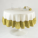 Tafelkleed rond ruffle ivoor/groen