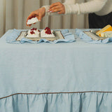 Tafelkleed ruffle blauw