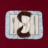 Placemats set (2) ruffle blauw