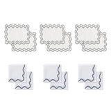 White wavy placemats & napkins 6p