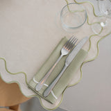 Placemats set wavy beige/groen linnenmix