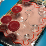 Placemats set wavy roze linnenmix
