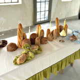 Tafelkleed ruffle ivoor/groen