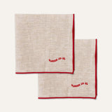 100% Linen napkins "dinner on us" - set of 2