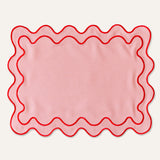 Placemats set wavy roze linnenmix