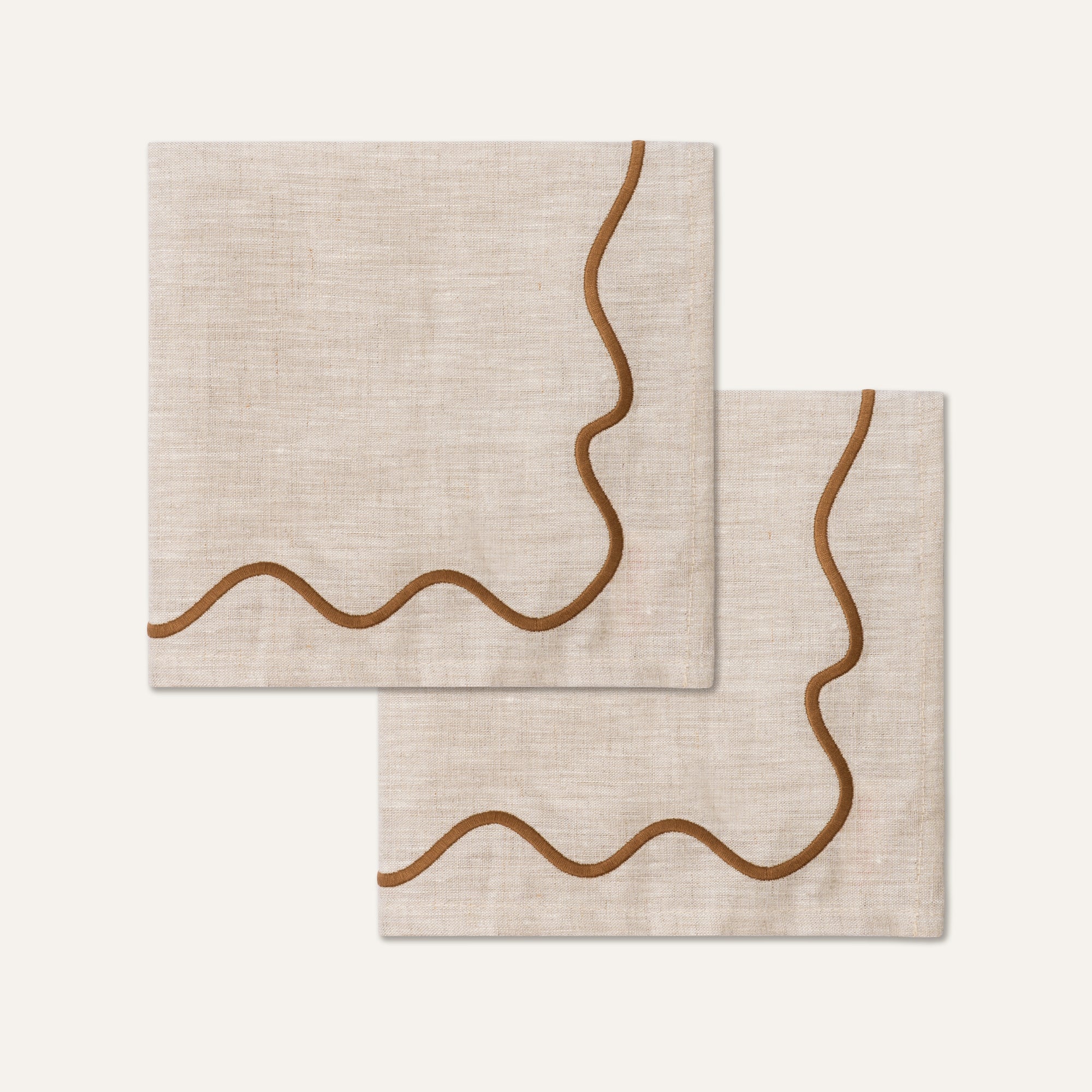 Servietten aus 100% Leinen, gewellt, beige – 2er-Set – Kulu Club