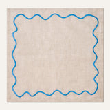 100% linnen servetten set wavy beige/blauw