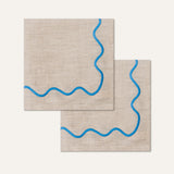 100% linnen servetten set wavy beige/blauw