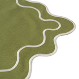 Placemats set (2) wavy groen/wit linnenmix