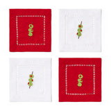 Linen coasters red/white