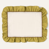 Placemats set (2) ruffle ivoor/groen