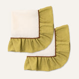 Servetten set (2) ruffle ivoor/groen