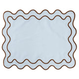 Platzset-Set (2) gewellt blau/braun Leinenmischgewebe