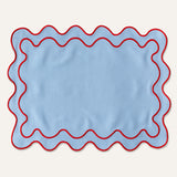 Placemats set wavy blauw linnenmix