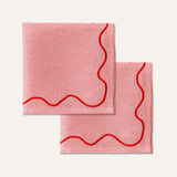 100% Linen napkins wavy pink - set of 2