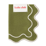 Placemats set (2) wavy groen/wit linnenmix