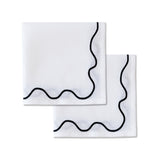 100% linnen servetten set (2) wavy wit