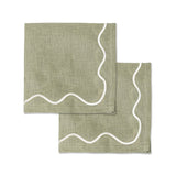 100% linnen servetten set (2) wavy saliegroen