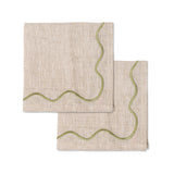 100% linnen servetten set (2) wavy beige/groen