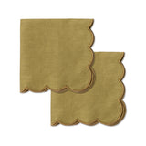 100% linnen servetten set scallop olijfgroen