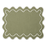 Placemats set wavy saliegroen linnenmix