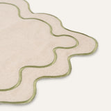 Placemats set wavy beige/groen linnenmix