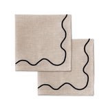 100% Linen napkins wavy beige - set of 2