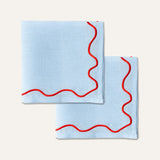 100% linnen servetten set wavy blauw