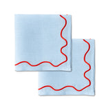 100% linnen servetten set (2) wavy blauw