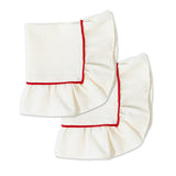 Napkins Frills Cream/Red Linen Blend - Set of 2