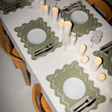 Tischsets aus gewelltem salbeigrün Leinenmix – 2er-Set