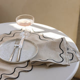 100% Linen napkins wavy beige - set of 2