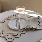 Placemats set wavy beige linnenmix