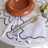 100% Linen napkins wavy white - set of 2