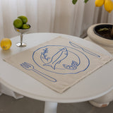 Placemats fish plate linen-blend - set of 2