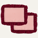 Placemats set (2) ruffle cherry/roze