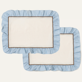 Placemats set (2) ruffle blauw