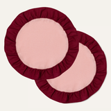 Placemats set (2) rond ruffle cherry/roze