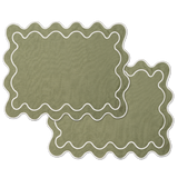 Placemats wavy beige linen-blend - set of 2